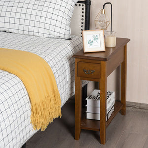 End Table Bedside Sofa End Table Narrow Nightstand with Wooden Legs