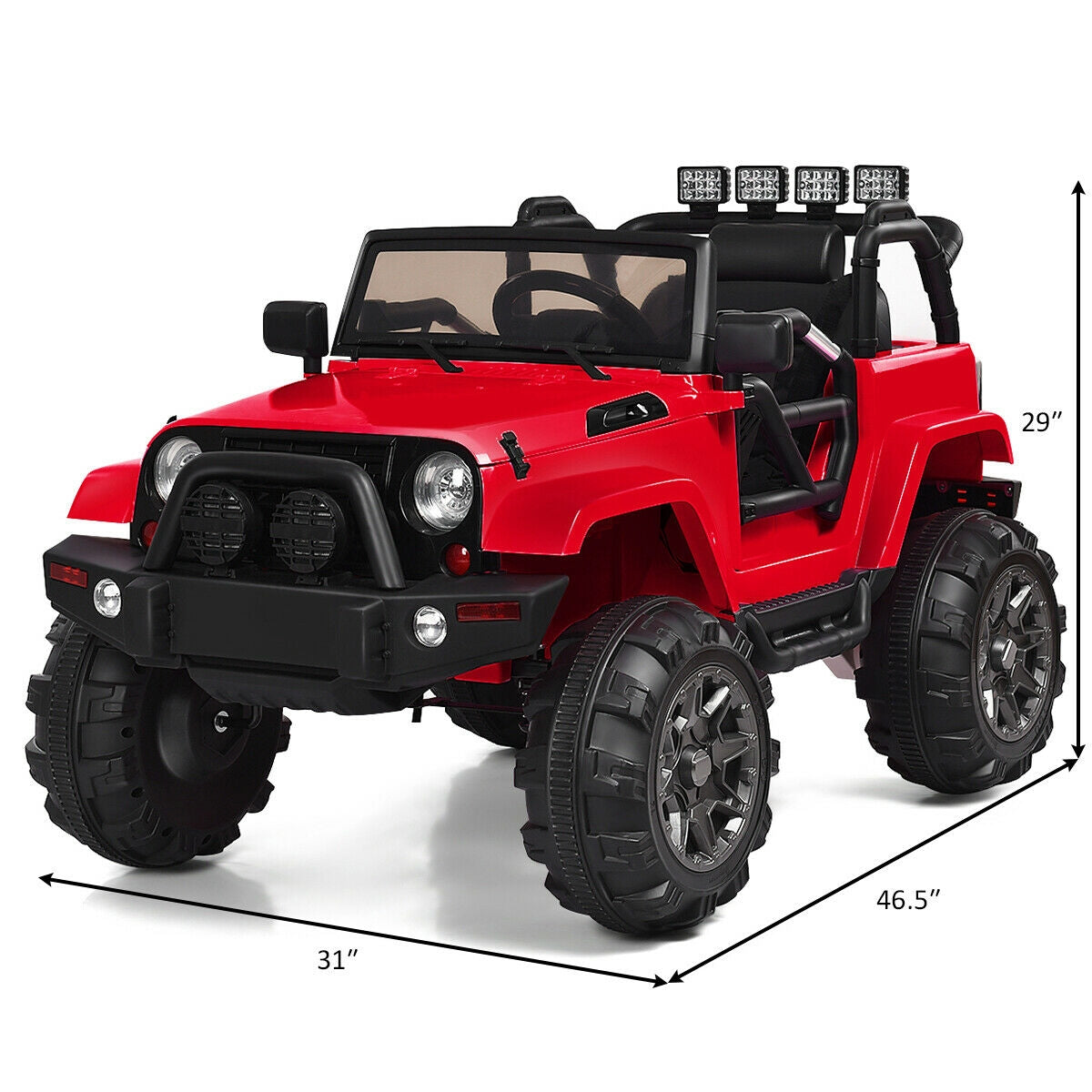 12V Kids Remote Control Riding Truck Car with LED Lights-Black
