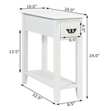 2 Pieces 2 Tier Sofa Side End Table with Drawer and Open Shelf-White