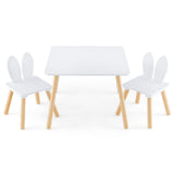 3 Pieces Kids Table and Chairs Set for Arts Crafts Snack Time-White