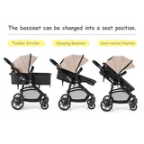 2-in-1 Foldable Pushchair Newborn Infant Baby Stroller-Black