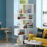 5 Cubes Ladder Shelf Corner Bookshelf Display Rack Bookcase-Gray
