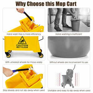 21 Quart Mop Bucket Side Press Wringer on Wheels With Panel