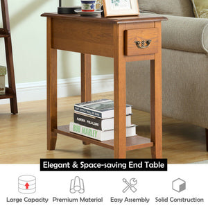 End Table Bedside Sofa End Table Narrow Nightstand with Wooden Legs