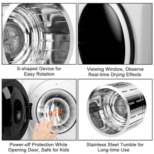 1700W Electric Dryer Portable Tumble Dryer with Steel Tub