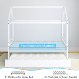 Kids Platform Bed Frame with Roof for Bedroom-Gray