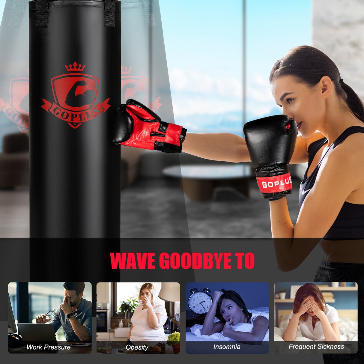 Filled Punching Bag Set for Adults- 56 lbs