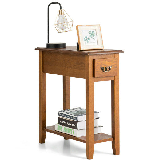 End Table Bedside Sofa End Table Narrow Nightstand with Wooden Legs