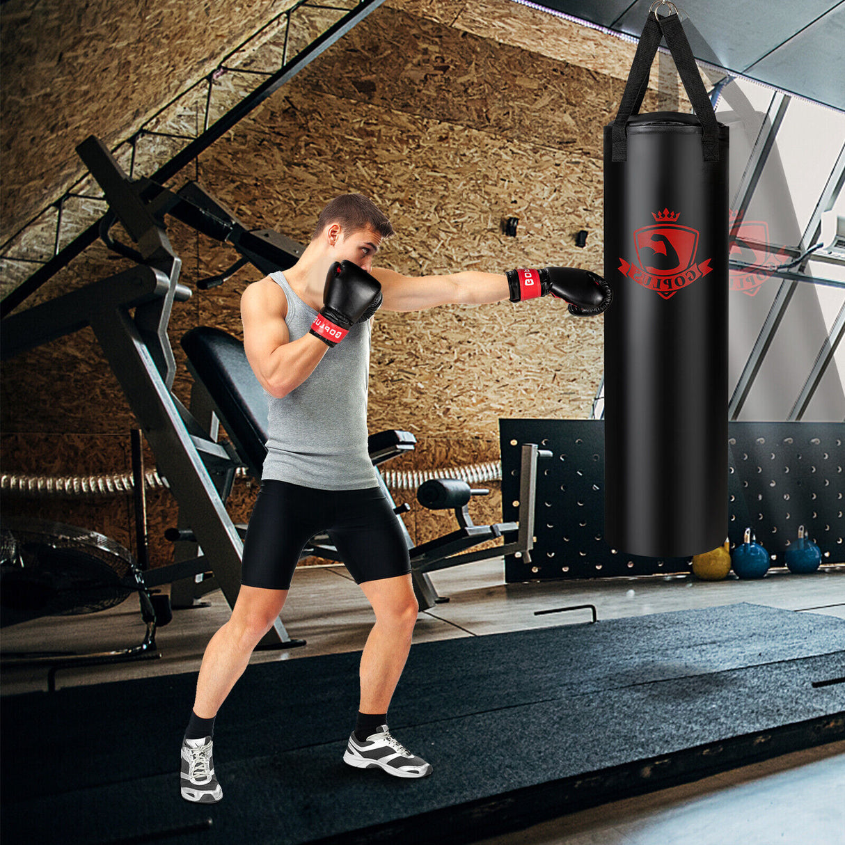 Filled Punching Bag Set for Adults- 56 lbs