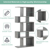 5 Cubes Ladder Shelf Corner Bookshelf Display Rack Bookcase-Gray