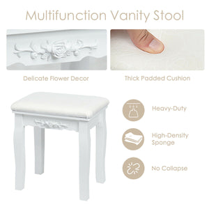 10 Dimmable Lights Vanity Table Set with Lighted Mirror and Cushioned Stool-Black