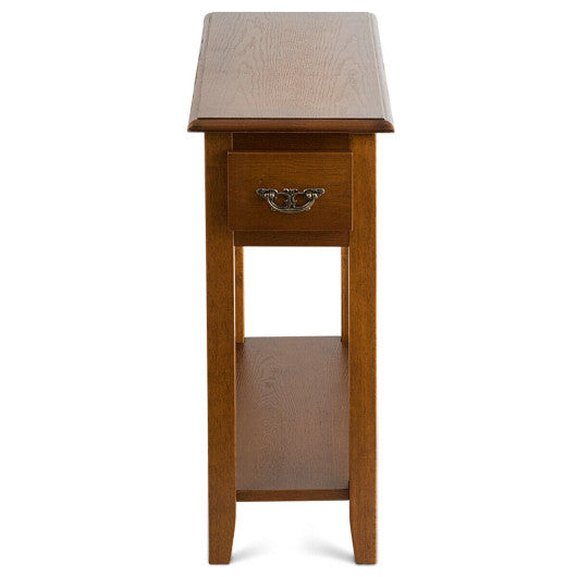 End Table Bedside Sofa End Table Narrow Nightstand with Wooden Legs