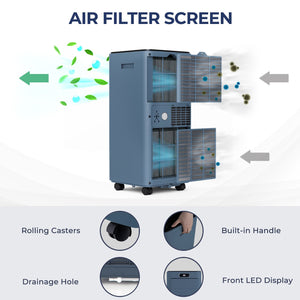 8000BTU 3-in-1 Portable Air Conditioner with Remote Control-White