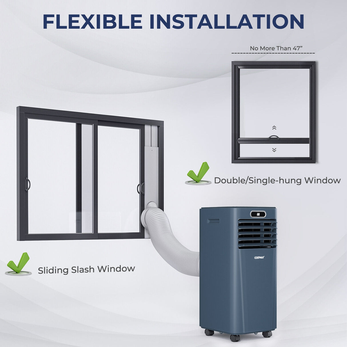 8000BTU 3-in-1 Portable Air Conditioner with Remote Control-White