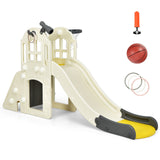 6-In-1 Large Slide for Kids Toddler Climber Slide Playset with Basketball Hoop-Blue