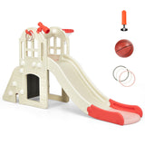 6-In-1 Large Slide for Kids Toddler Climber Slide Playset with Basketball Hoop-Blue