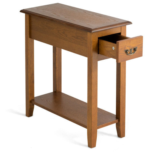 End Table Bedside Sofa End Table Narrow Nightstand with Wooden Legs