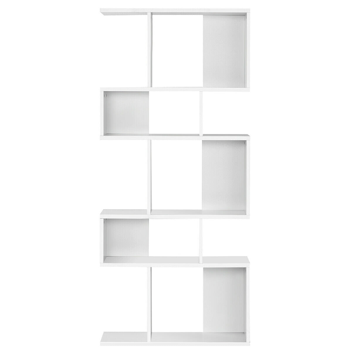 5 Cubes Ladder Shelf Corner Bookshelf Display Rack Bookcase-Gray
