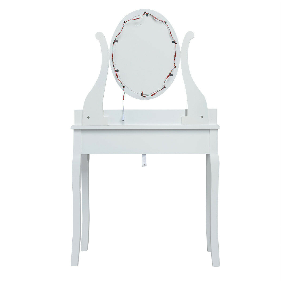 10 Dimmable Lights Vanity Table Set with Lighted Mirror and Cushioned Stool-Black