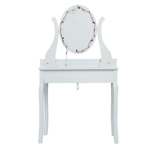 10 Dimmable Lights Vanity Table Set with Lighted Mirror and Cushioned Stool-Black
