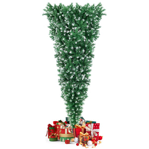 7.5 Feet Pre-Lit Snowy Upside Down Christmas Tree 1100 Tips
