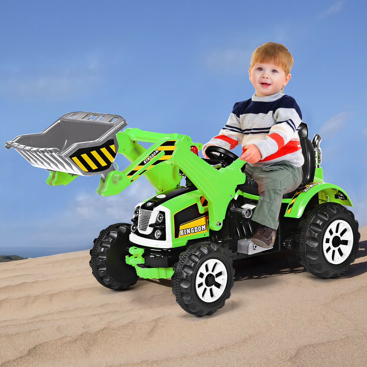 12 V Battery Powered Kids Ride on Dumper Truck-Yellow.