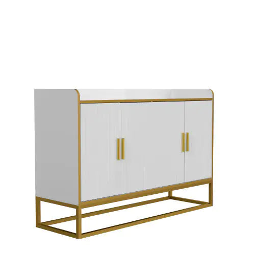 Modern Kitchen Buffet Storage Cabinet Cabinet White Gloss With Metal Legs For Living Room Kitchen