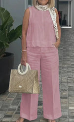 Femke Elegant Summer Set: Sleeveless Top & Wide Leg Pants