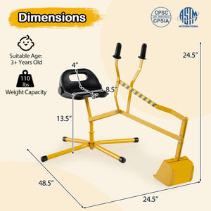 Sand Digger with 2-Handed Controls and Flexible Shovel for 3+ Years Old Kids-Yellow