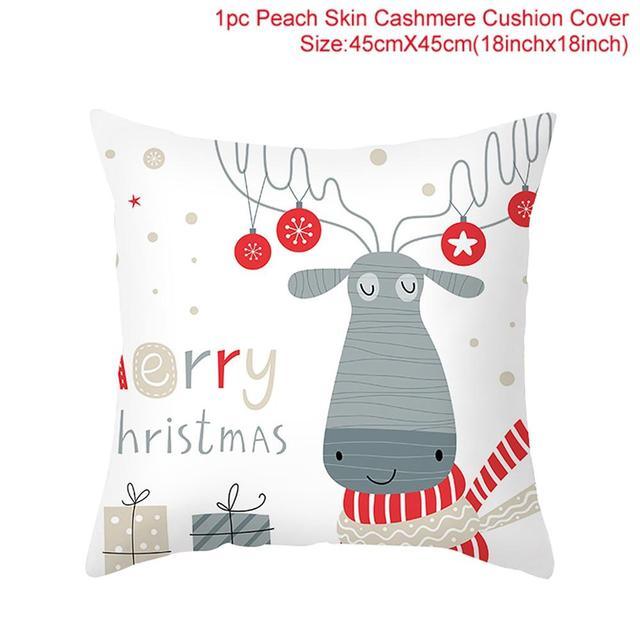 Santa Claus Cushion Cover Merry Christmas Christmas Deer Santa Claus Merry Christmas Decorative Sofa Throw Pillow Decorations For Home Christmas Ornament