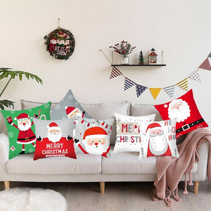 Santa Claus Cushion Cover Merry Christmas Christmas Deer Santa Claus Merry Christmas Decorative Sofa Throw Pillow Decorations For Home Christmas Ornament