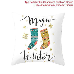 Santa Claus Cushion Cover Merry Christmas Christmas Deer Santa Claus Merry Christmas Decorative Sofa Throw Pillow Decorations For Home Christmas Ornament