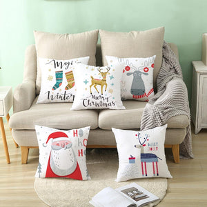 Santa Claus Cushion Cover Merry Christmas Christmas Deer Santa Claus Merry Christmas Decorative Sofa Throw Pillow Decorations For Home Christmas Ornament
