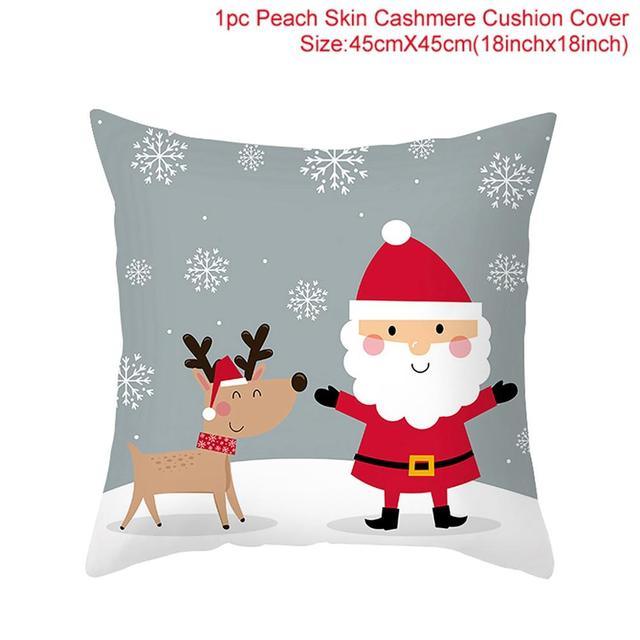 Santa Claus Cushion Cover Merry Christmas Christmas Deer Santa Claus Merry Christmas Decorative Sofa Throw Pillow Decorations For Home Christmas Ornament