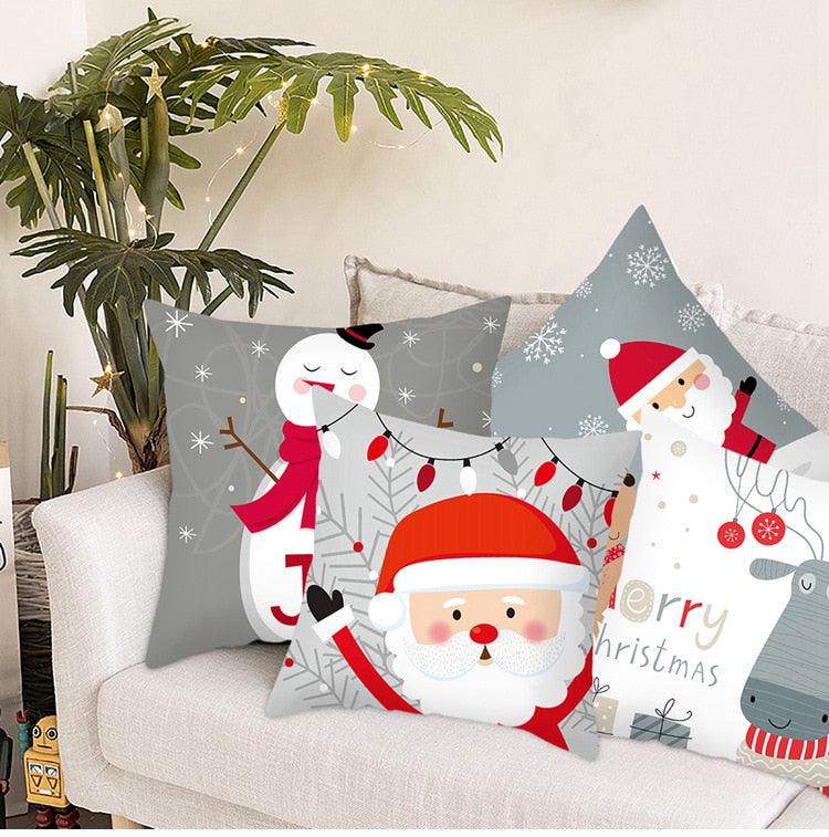 Santa Claus Cushion Cover Merry Christmas Christmas Deer Santa Claus Merry Christmas Decorative Sofa Throw Pillow Decorations For Home Christmas Ornament