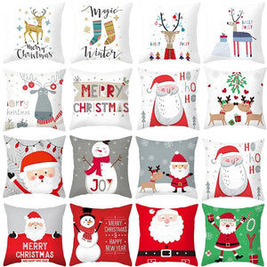 Santa Claus Cushion Cover Merry Christmas Christmas Deer Santa Claus Merry Christmas Decorative Sofa Throw Pillow Decorations For Home Christmas Ornament