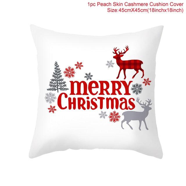 Santa Claus Cushion Cover Merry Christmas Christmas Deer Santa Claus Merry Christmas Decorative Sofa Throw Pillow Decorations For Home Christmas Ornament