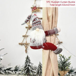 Santa Claus Elk Christmas Curtain Decor Merry Christmas Decor For Home Christmas Ornaments Gift Curtain Tieback Santa Curtain Buckle Tieback Curtain Holder Fastener Doll Wine Bottle Topper for Home Window Decorations