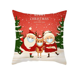 Santa Pillowcase Happy New Year 2022 Merry Christmas Gifts Xmas Decor Christmas 1PCS Pillow Case Sofa Decorative Santa Claus Xmas Throw Pillowcase Cotton Linen Square Cushion Pillow Covers For Home Cushion Cover 45x45CM