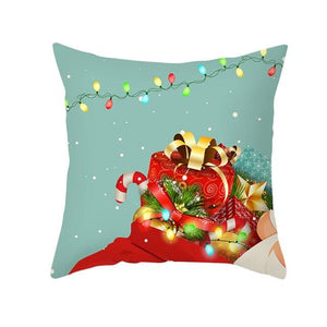 Santa Pillowcase Happy New Year 2022 Merry Christmas Gifts Xmas Decor Christmas 1PCS Pillow Case Sofa Decorative Santa Claus Xmas Throw Pillowcase Cotton Linen Square Cushion Pillow Covers For Home Cushion Cover 45x45CM