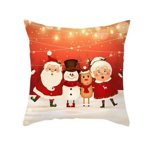Santa Pillowcase Happy New Year 2022 Merry Christmas Gifts Xmas Decor Christmas 1PCS Pillow Case Sofa Decorative Santa Claus Xmas Throw Pillowcase Cotton Linen Square Cushion Pillow Covers For Home Cushion Cover 45x45CM