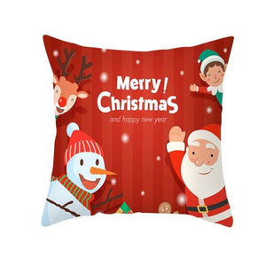 Santa Pillowcase Happy New Year 2022 Merry Christmas Gifts Xmas Decor Christmas 1PCS Pillow Case Sofa Decorative Santa Claus Xmas Throw Pillowcase Cotton Linen Square Cushion Pillow Covers For Home Cushion Cover 45x45CM