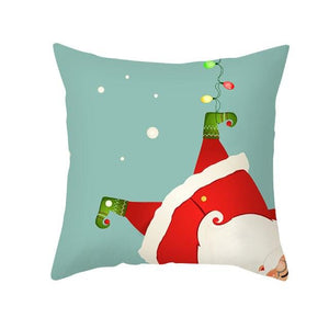 Santa Pillowcase Happy New Year 2022 Merry Christmas Gifts Xmas Decor Christmas 1PCS Pillow Case Sofa Decorative Santa Claus Xmas Throw Pillowcase Cotton Linen Square Cushion Pillow Covers For Home Cushion Cover 45x45CM