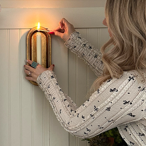 Antique Gold Taper Candle Holder Wall Sconce, Set of Two