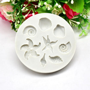 Sea Creatures Conch Shell Silicone Mold Cake Circumference Mold Soft Candy Cake Fondant Decoration Tools Baking Mold Sea Creatures Conch Starfish Shell Silicone Molds Cake Decorating Fondant Cake Candy Creative Chocolate Shell Baking Mold
