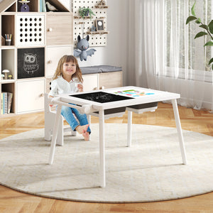 Sensory Table and Chair Set for Kids 2-8 with Foldable Bins-White