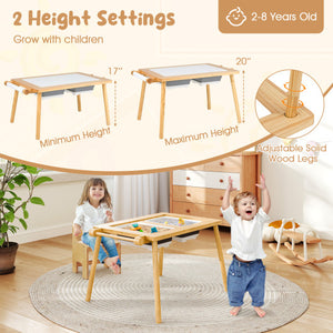 Sensory Table and Chair Set for Kids 2-8 with Foldable Bins-White