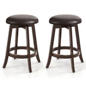Set of 2 24/29 Inch Upholstered PU Leather Bar Stool with 360 ° Swivel Round Seat-24 Inch