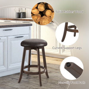 Set of 2 24/29 Inch Upholstered PU Leather Bar Stool with 360 ° Swivel Round Seat-24 Inch