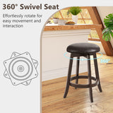 Set of 2 24/29 Inch Upholstered PU Leather Bar Stool with 360 ° Swivel Round Seat-24 Inch